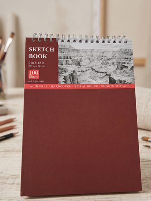 New | Hardcover Spiral Bound Artist Sketch Book | 100 Sheets Smooth Paper | 9"x12"