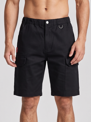 NWT | WORK IDEA Men's Canvas Utility Work Cargo Bermuda Shorts | Black | Small