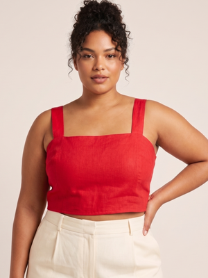NWT | Gottex Resort Collection Red Linen Crop Tank Top Bralette | XL