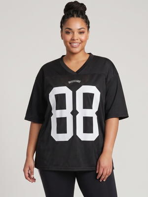 NWOT | Black Mesh V-Neck Football Jersey Shirt "DAMAGE 88" | 2XL