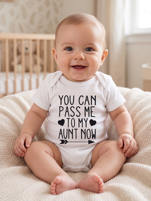 NIP | Baby "You Can Pass Me To My Aunt Now" Short Sleeve Onesie Bodysuit | 3M