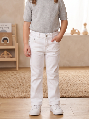 NWT | DL1961 Girls Emie Straight Leg High Rise White Denim Jeans Milk Wash | 4