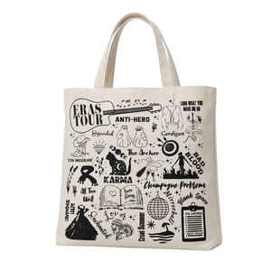 NIP Taylor Swift The Eras Tour Song Titles Doodle Art Canvas Tote Bag 15"x15"