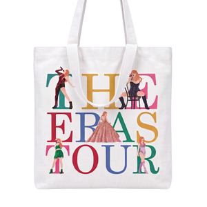 NIP Taylor Swift The Eras Tour Graphic Canvas Tote Bag Daily Shopper Shoulder Bag 15"x15"