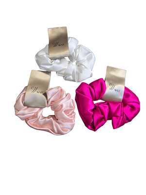 100% Pure Mulberry Silk Hair Scrunchies Set Anti-Crease Frizz Control 3-Pack OS