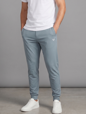 Northyard Slate Grey-Blue Athletic Stretch Running Jogger Pants Zipper Pockets Large