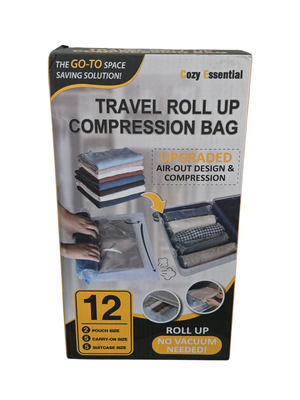 Travel Roll Up Compression Bags Space Saver Luggage Organizer 12-Pack