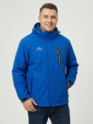 Men's Blue Outdoor Sport Waterproof Hooded Jacket XL