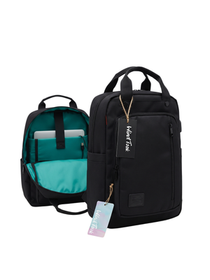 Black Laptop Backpack with USB Port Travel Bookbag