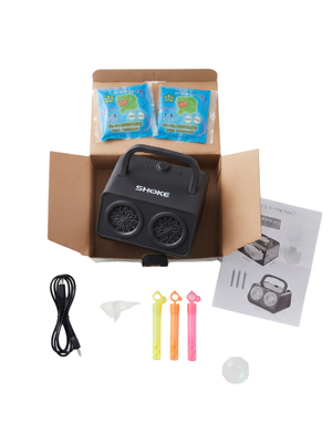 Automatic Portable Bubble Machine Black Dual-Wand Party Blower