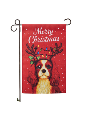Spaniel Merry Christmas Garden Flag 12"x18"