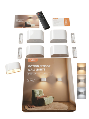 Motion Sensor Wall Lights 4-Pack LED Sconces with Remote