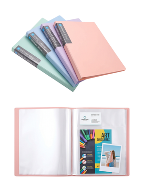Pastel Display Books 8.5"x11" Clear Pocket Portfolio Folders 4-Pack