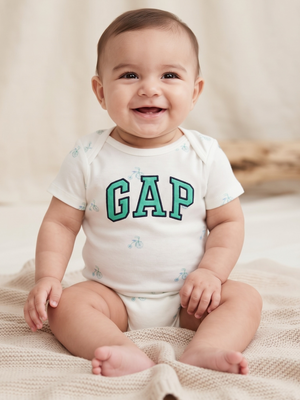 Baby Gap White Bicycle Print Organic Cotton Short Sleeve Bodysuit 3-6M