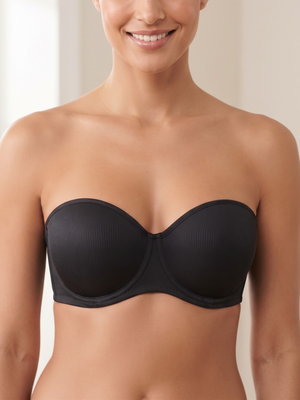 Black Convertible Strapless Bra - Underwire Contoured Comfort Bra 36C (80C)
