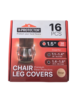 Chair Leg Covers Silicone Floor Protectors 1.5 Inch 16-Pack Beige
