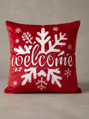 Christmas Welcome Velvet Throw Pillow Cover 18"x18"