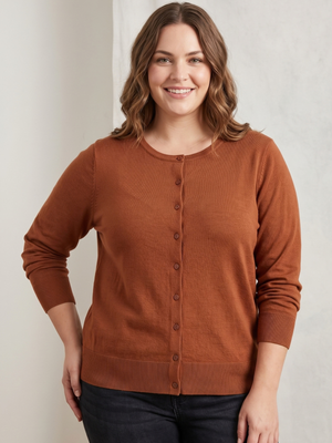 Brown Button-Up Fall Cardigan Sweater XL