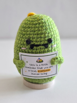 Handmade Crochet Dinosaur Encouragement Doll - Positive Desk Decor