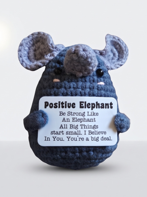 Handmade Crochet Positive Elephant Encouragement Doll - Motivational Desk Decor