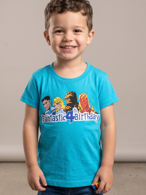 Marvel Fantastic 4 Birthday Blue Graphic T-Shirt Size 3/4