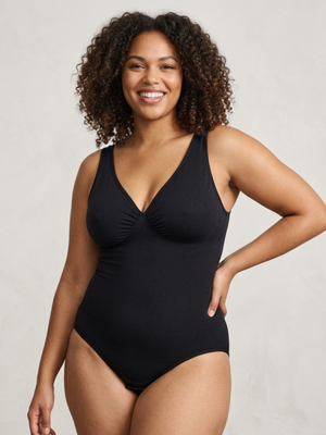 Women's Black Seamless Shapewear Bodysuit Tummy Control 2XL
