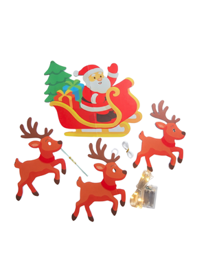 Santa Sleigh and Reindeer Christmas Decoration Set with LED Lights