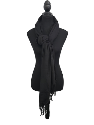 SKY Cashmere Virgin Wool Black Oversized Shawl Wrap Scarf 32"x76"