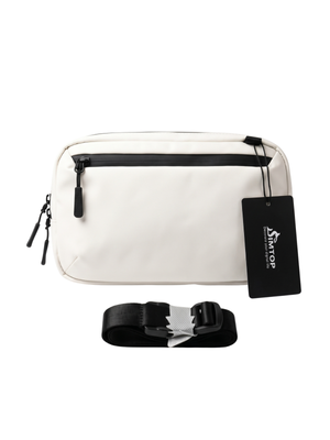 White Crossbody Bag Water-Resistant Sling Bag 6 Pockets