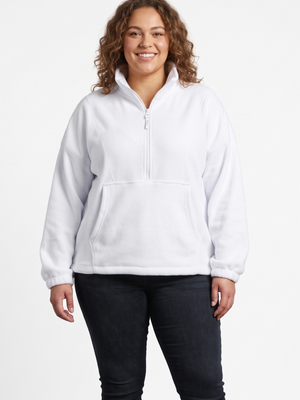 White Fleece Quarter-Zip Pullover Sweatshirt XL