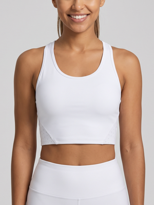 Women's White Sports Crop Top Bra Racerback XS